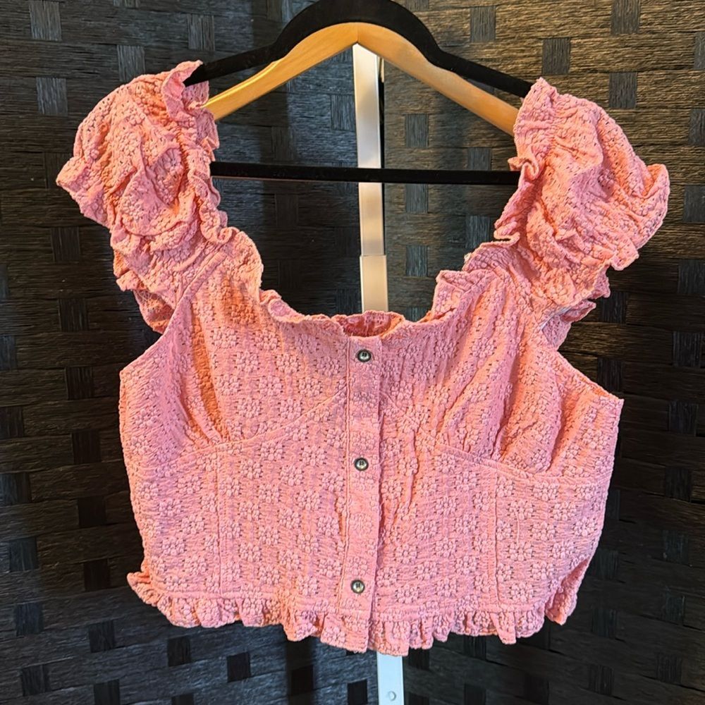 POL Pink Lace Top GWT332A Size Large